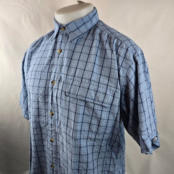 The North Face Shirt Mens Medium Blue Button Up Plaid Modal Outdoor Travel Gorp - Picture 4 of 9